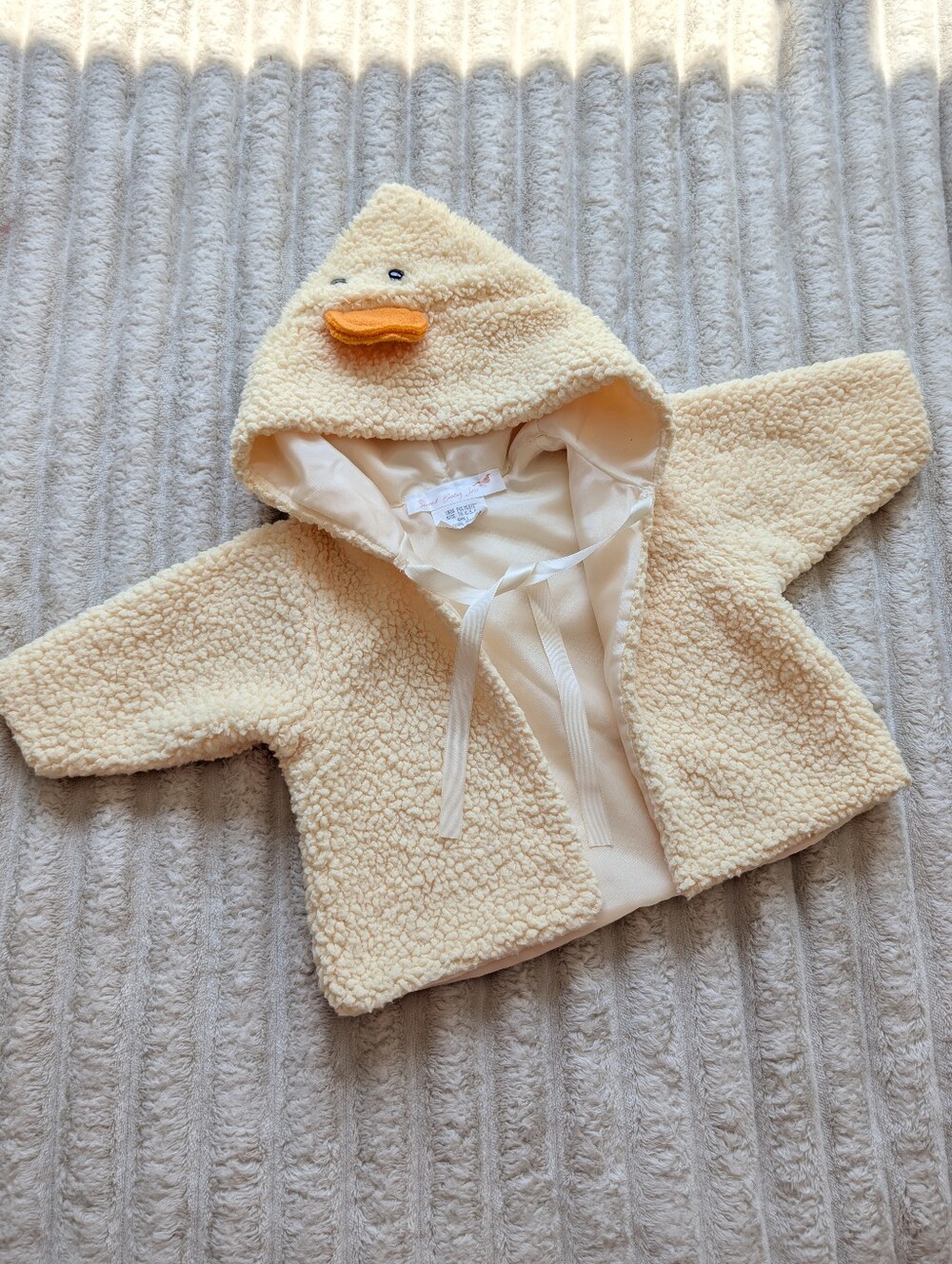 Sweet Baby Jess Baby Duck Sherpa Hooded Jacket in Soft Yellow